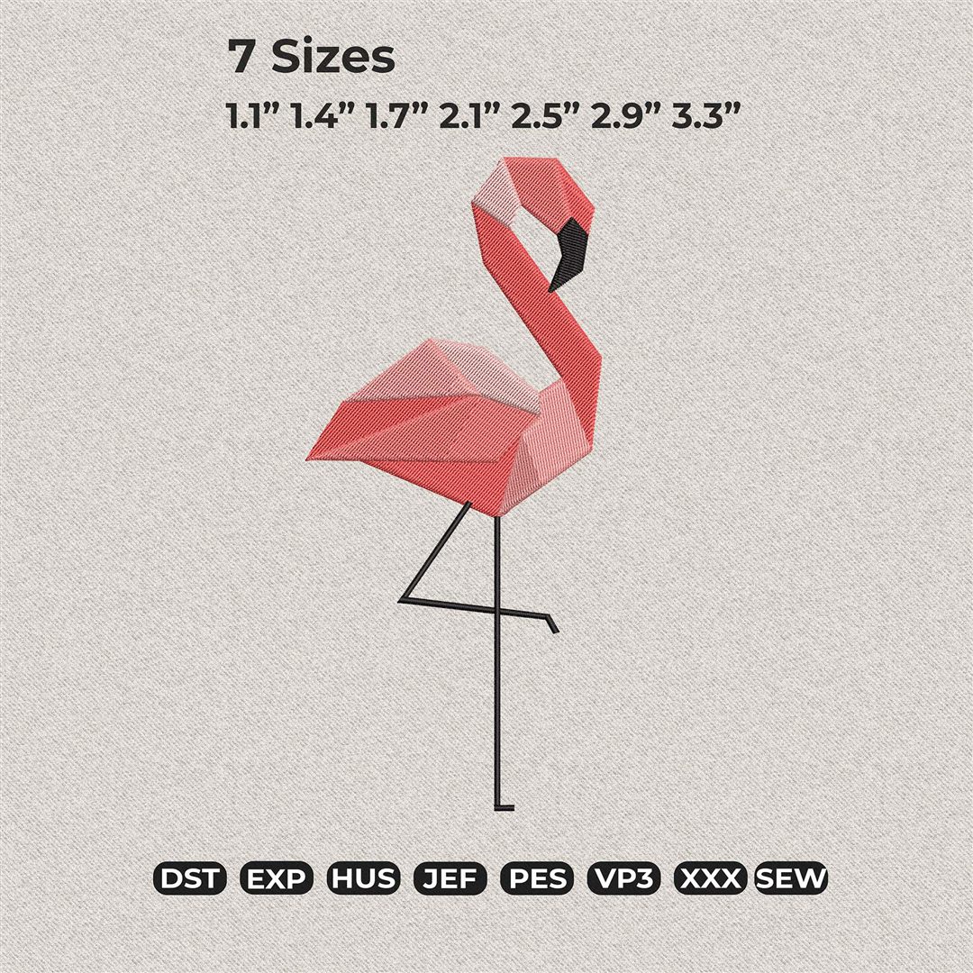 Geometric flamingo machine embroidery design