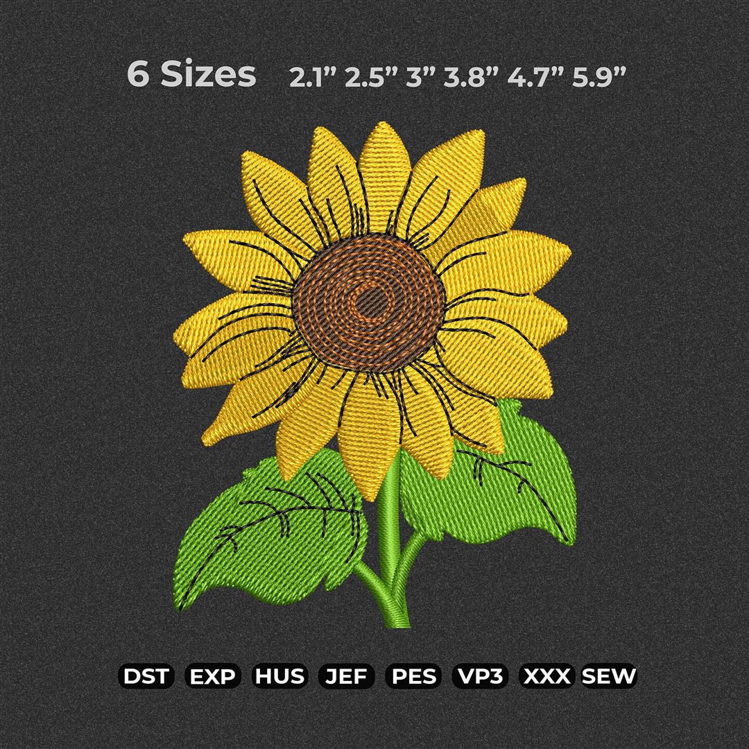 Sunflower machine embroidery design